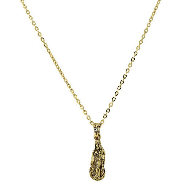 14K Gold-Dipped with Crystal Accent Mary Petite Pendant Necklace