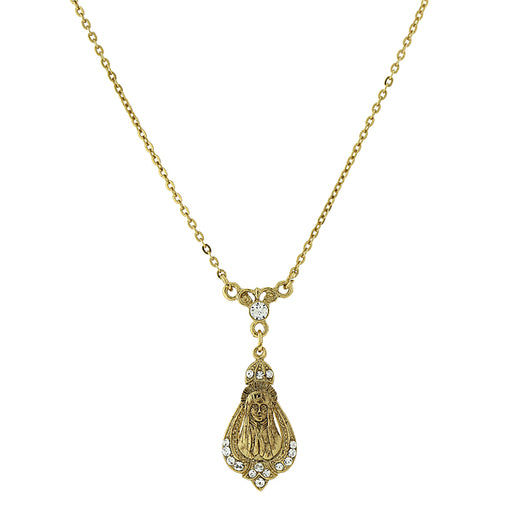 14K Gold-Dipped with Crystal Accent Praying Mary Pendant Necklace