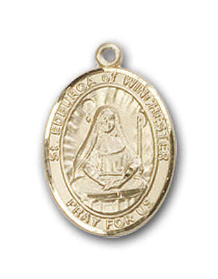 14K Gold Saint Edburga of Winchester Pendant