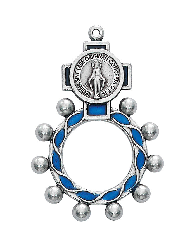 Blue Miraculous Rosary Ring