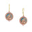 14K Gold-Dipped and Pink Crystal Enamel Earrings with Mary and Child Decal Image