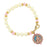 14K Gold-Dipped Simulated Pearl/Pink Bracelet with Mary and Child Image Charm