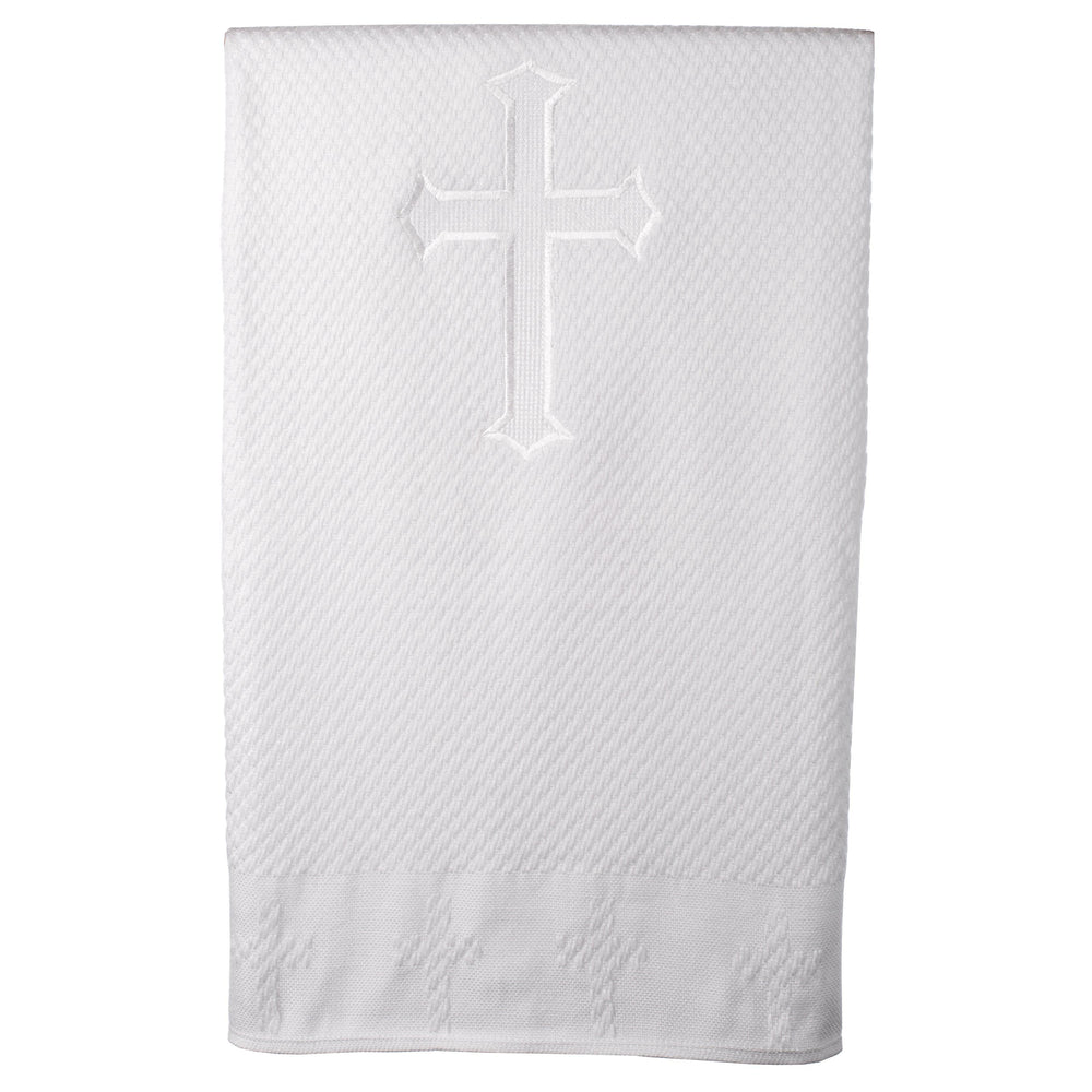 Baptism Acrylic blanket with embroidered cross in center and around border