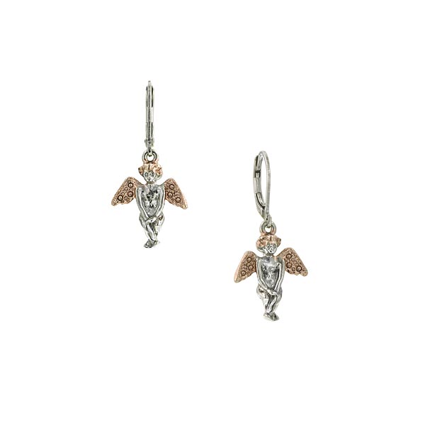 Rose Gold-Tone and Silver-Tone Angel Drop Earrings