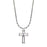 Semi Bright Silver-Tone with Center Crystal Cross Necklace