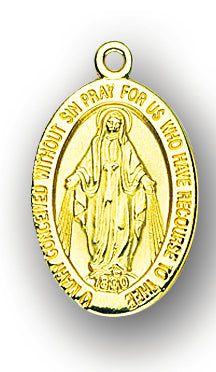 7/8-inch Solid 14kt. Gold Miraculous Medal with 14kt. Jump Ring Boxed