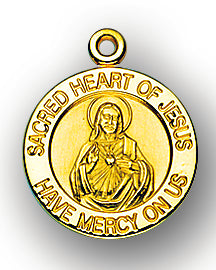3/4-inch Solid 14kt. Gold Sacred Heart of Jesus Medal with 14kt. Jump Ring Boxed