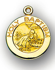 3/4-inch Solid 14kt. Gold Holy Baptism Medal with 14kt. Jump Ring Boxed
