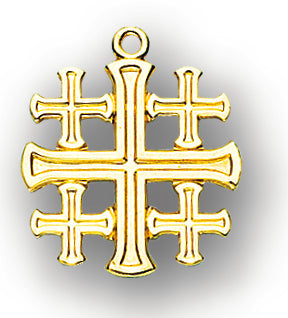 13/16-inch Solid 14kt. Gold Jerusalem Cross with 14kt. Jump Ring Boxed