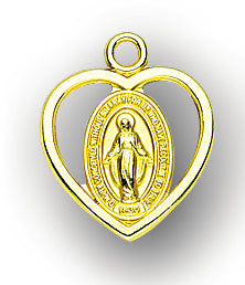 1/2-inch Solid 14kt. Gold Cut Out Miraculous Medal with 14kt. Jump Ring Boxed
