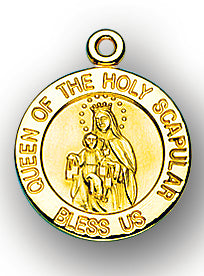 13/16-inch Solid 14kt. Gold Round Scapular Medal with 14kt. Jump Ring Boxed