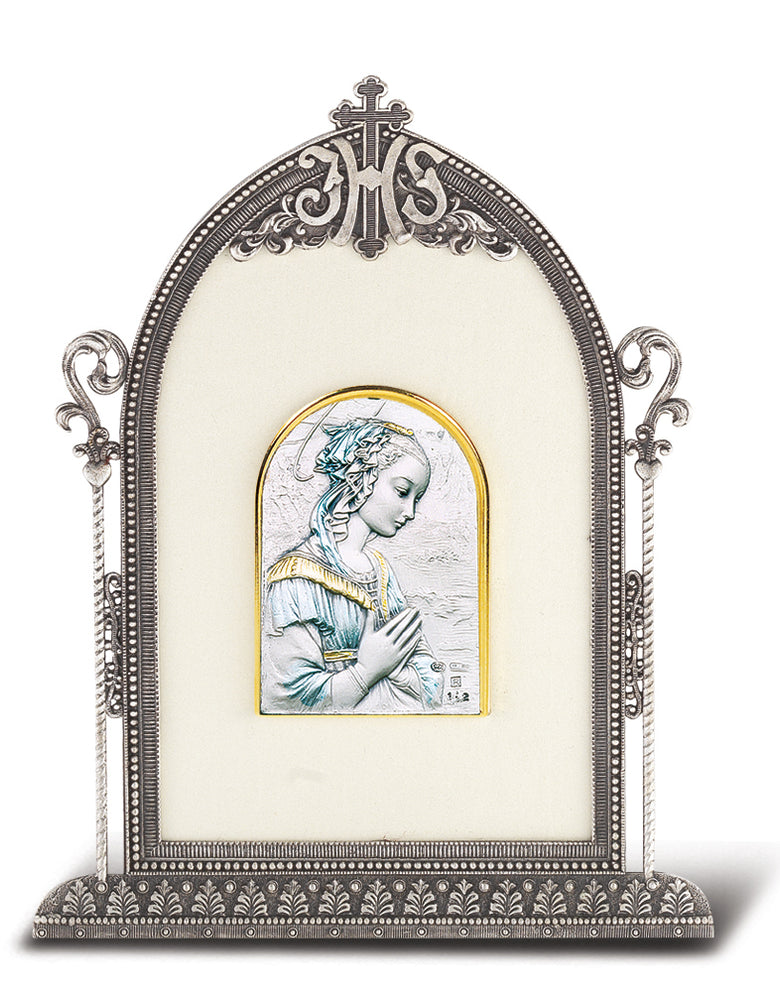 6 1/2-inch x 4 1/2-inch Antique Silver Frame w/Sterling Silver Lippi Madonna Image