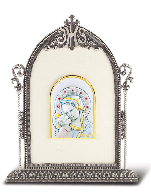 6 1/2-inch x 4 1/2-inch Antique Silver Frame w/Sterling Silver Madonna and Child Image