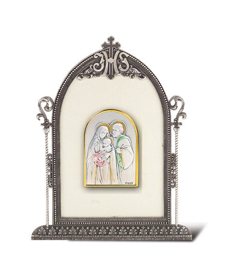 6 1/2-inch x 4 1/2-inch Antique Silver Frame w/Sterling Silver Holy Family Image