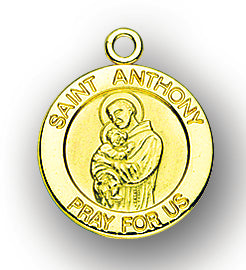 3/4-inch Solid 14kt. Gold Round Saint Anthony Medal with 14kt. Jump Ring Boxed