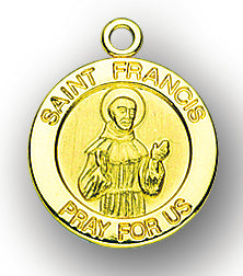 3/4-inch Solid 14kt. Gold Round Saint Francis Medal with 14kt. Jump Ring Boxed