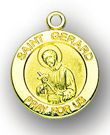 3/4-inch Solid 14kt. Gold Round Saint Gerard Medal with 14kt. Jump Ring Boxed