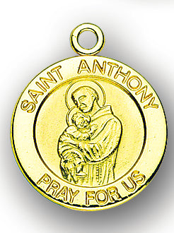 13/16-inch Solid 14kt. Gold Round Saint Anthony Medal with 14kt. Jump Ring Boxed