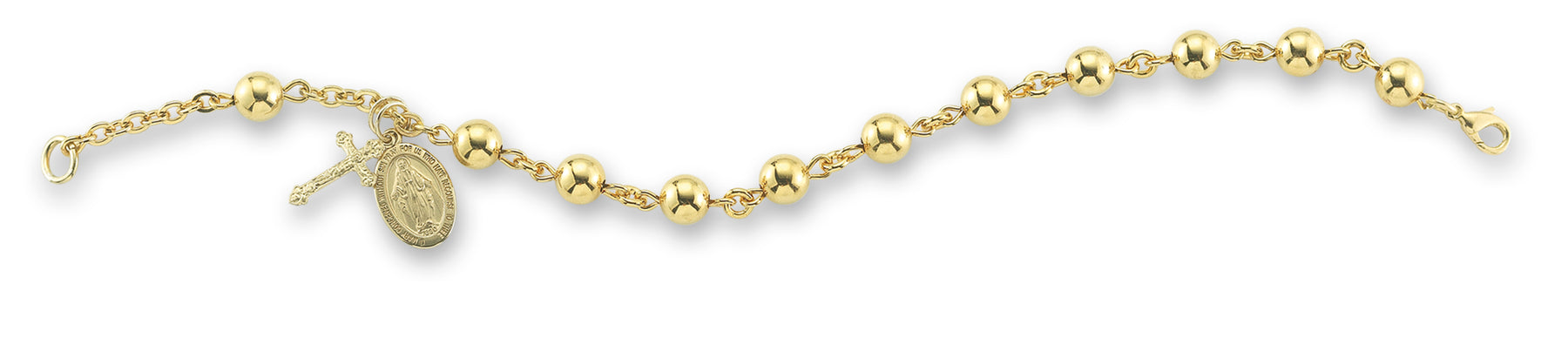 Gold High Polished Rosary Bracelet