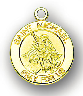 13/16-inch Solid 14kt. Gold Saint Michael Medal with 14kt. Jump Ring Boxed