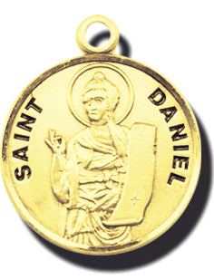 7/8-inch Solid 14kt. Gold Round Saint Daniel Medal with 14kt. Jump Ring Boxed