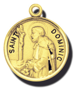7/8-inch Solid 14kt. Gold Round Saint Dominic Medal with 14kt. Jump Ring Boxed