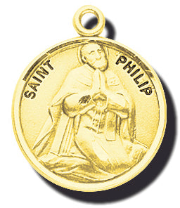 7/8-inch Solid 14kt. Gold Round Saint Phillip Medal with 14kt. Jump Ring Boxed