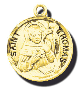 7/8-inch Solid 14kt. Gold Round Saint Thomas Medal with 14kt. Jump Ring Boxed