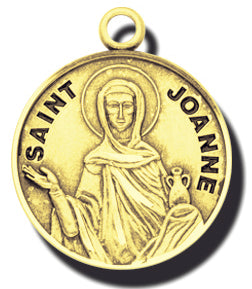 7/8-inch Solid 14kt. Gold Round Saint Joanne Medal with 14kt. Jump Ring Boxed