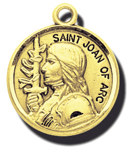 7/8-inch Solid 14kt. Gold Round Saint Joan of Arc Medal with 14kt. Jump Ring Boxed