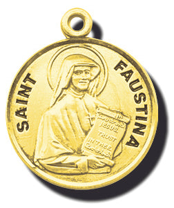 7/8-inch Solid 14kt. Gold Round Saint Faustina Medal with 14kt. Jump Ring Boxed