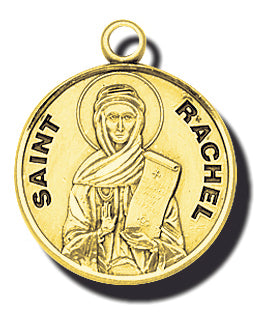 7/8-inch Solid 14kt. Gold Round Saint Rachel Medal with 14kt. Jump Ring Boxed
