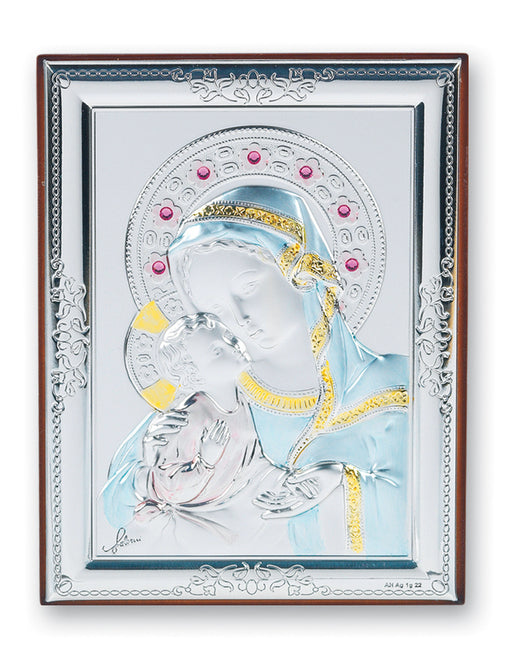 5-inch x 4-inch Sterling Silver Madonna and Child Plaque