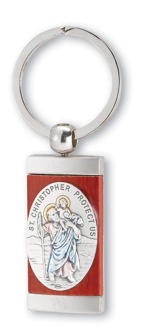 1 3/8-inch Sterling Saint Christopher Key Chain