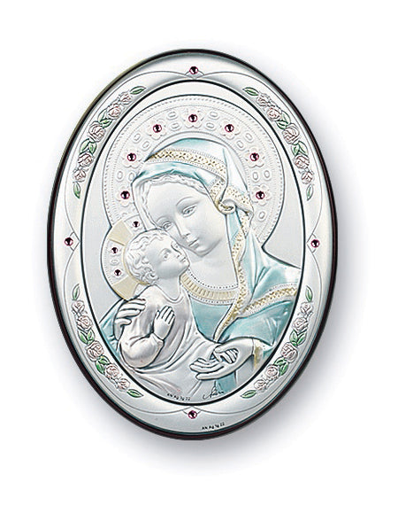 3-inch x 2-inch Sterling Silver Madonna and Child Plaque