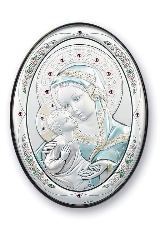 4-inch x 3-inch Sterling Silver Madonna and Child Plaque