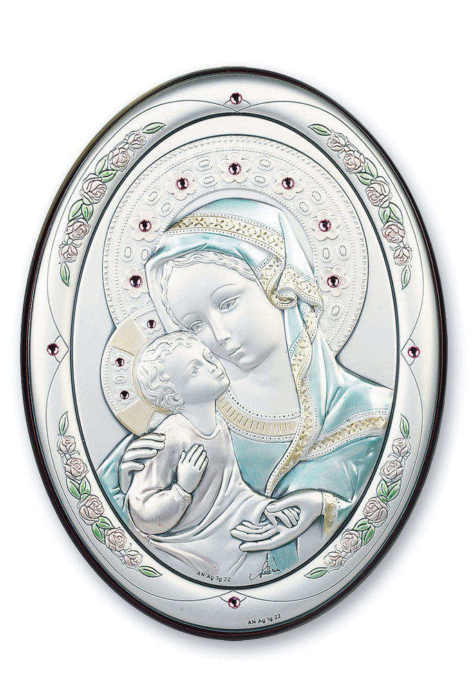 7-inch x 5-inch Sterling Silver Madonna and Child Plaque