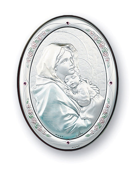 3-inch x 2-inch Sterling Silver Madonna of the Street Plaque