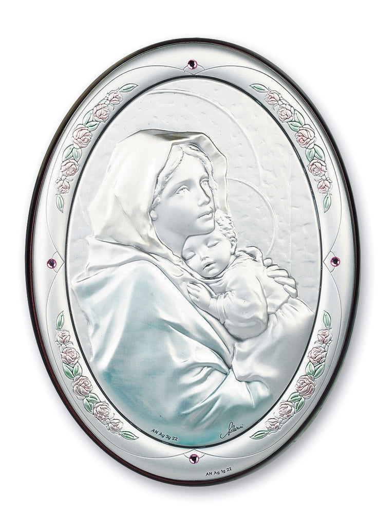 7-inch x 5-inch Sterling Silver Madonna of the Street Plaque