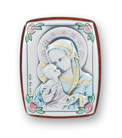 1 1/2-inch x 1 1/4-inch Sterling Silver Madonna and Child Plaque