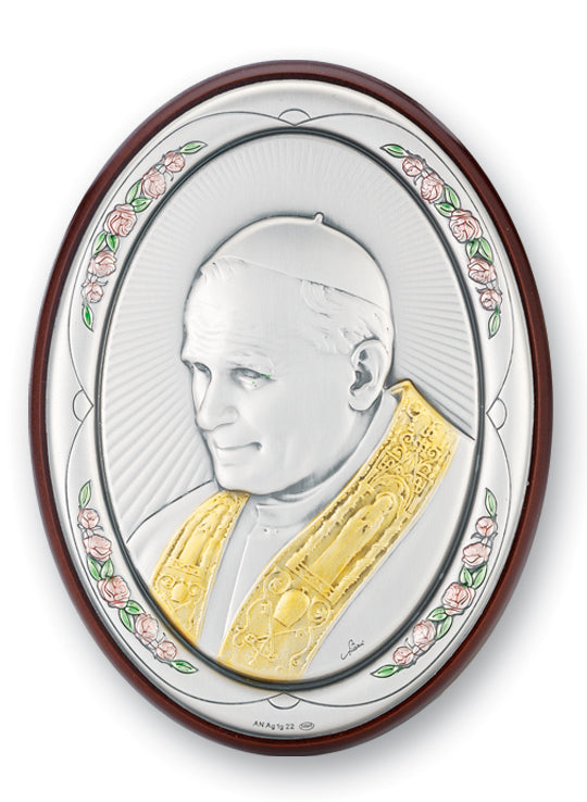 4-inch x 3-inch Sterling Silver Saint John Paul II Plaque