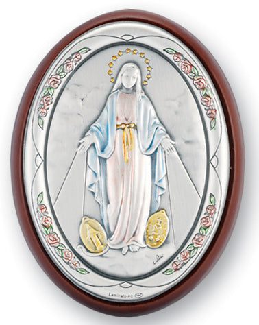 3-inch x 2-inch Sterling Silver Our Lady of the Miraculous Medal Plaque