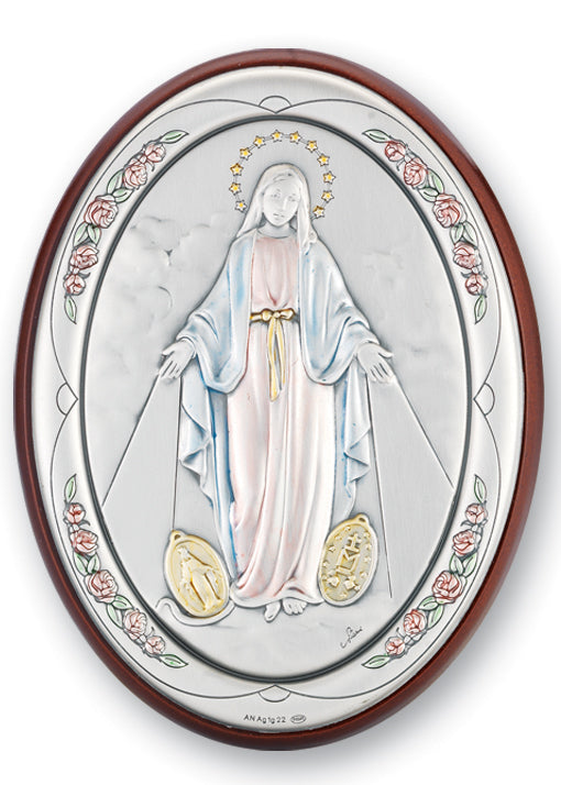 4-inch x 3-inch Sterling Silver Our Lady of the Miraculous Medal Plaque