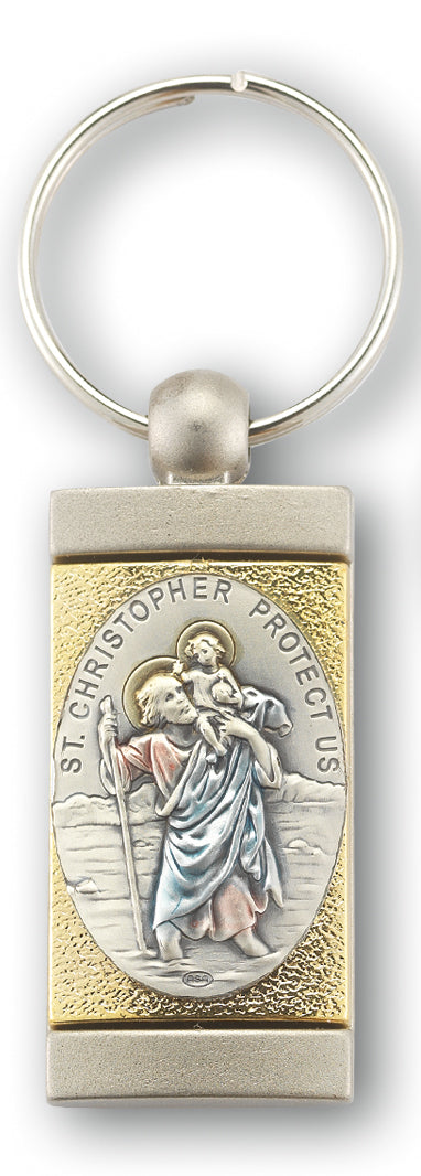 1 3/8-inch Sterling Saint Christopher Key Chain
