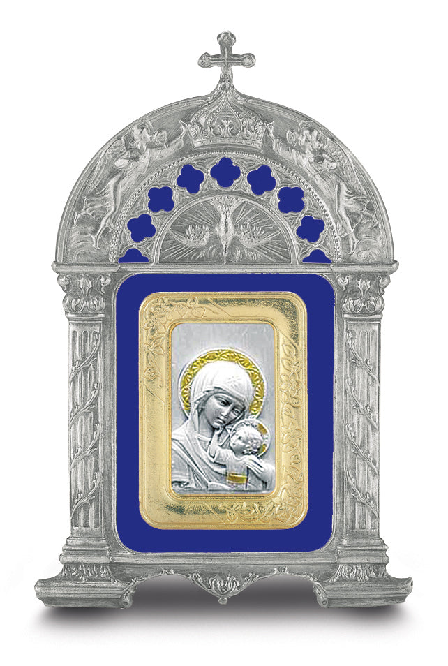 Antique Pewter Frame with Sterling Silver Our Lady of the Passion Image