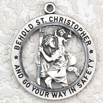 Antique Silver Saint Christopher 24-inch chain/card