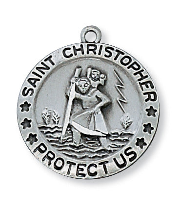 Antique Silver Saint Christopher with 18-inch Chain