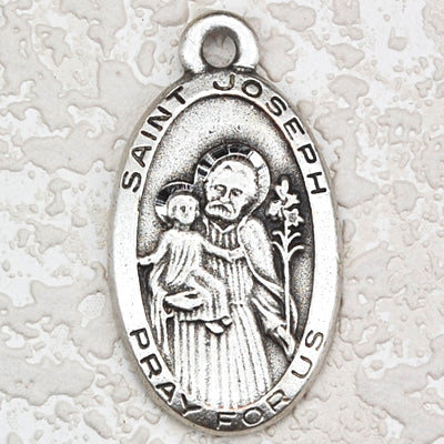 Antique Silver Saint Joseph 24-inch chain/Ca-inch