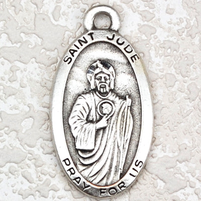 Antique Silver Saint Jude 24-inch chain/Card