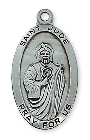 Antique Silver Saint Jude with 24-inch Chain